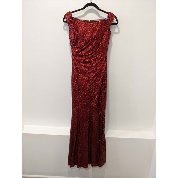 Off the shoulder red sequin Dress - Picture 1 of 4